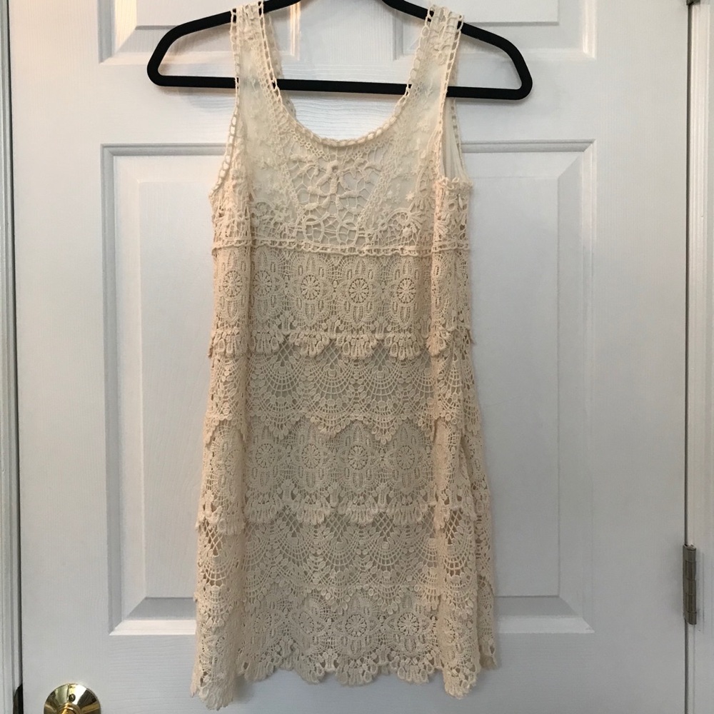 scallop lace mini dress